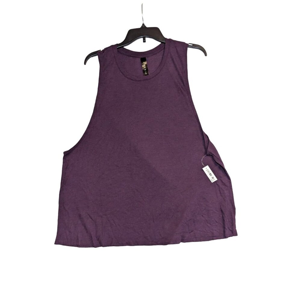 Coreio Womens Sleeveless Tank Top Ribbed Knit 3X Purple Crop